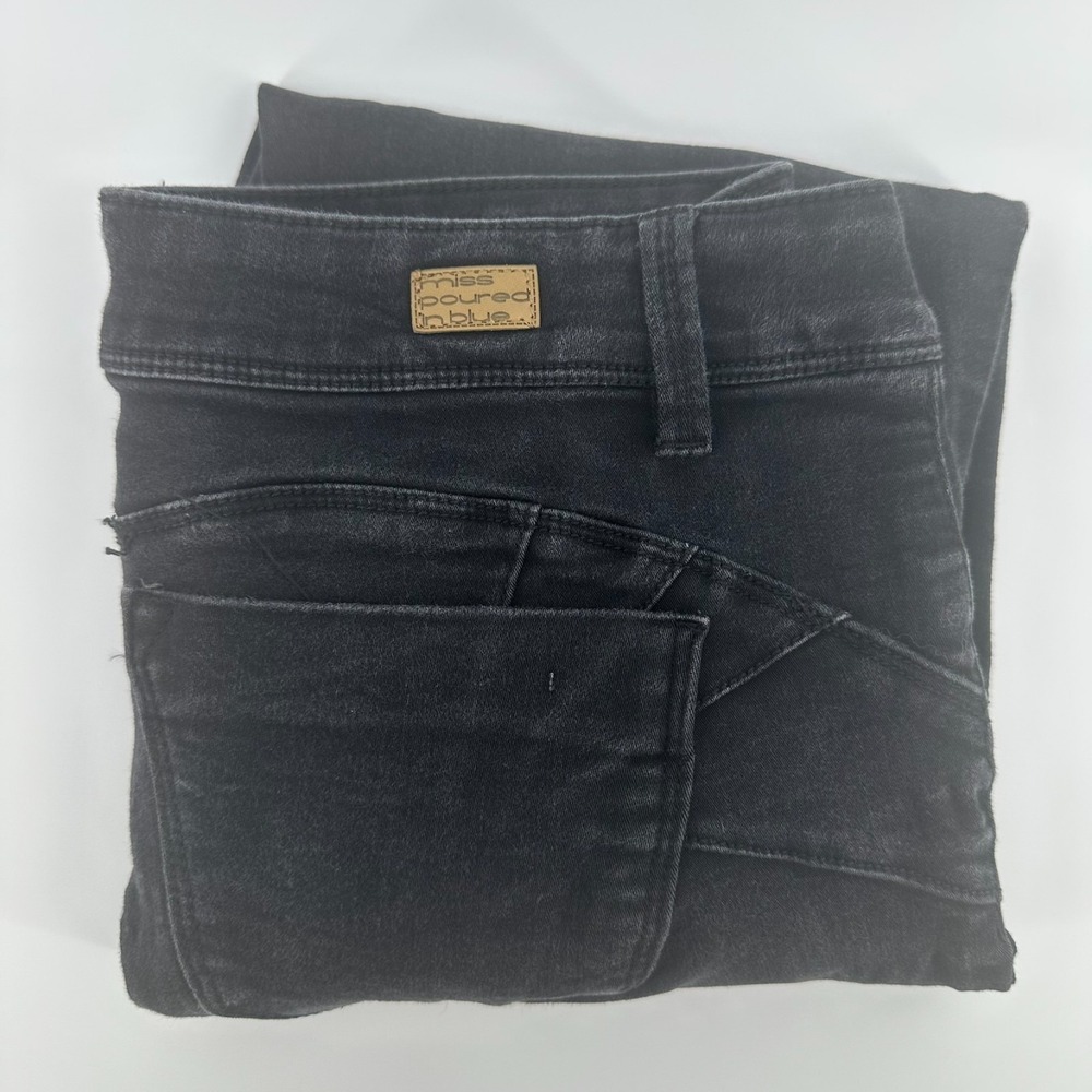 Miss Poured In Blue Jeans Womens 10 Black‎ Mid Rise Comfort Stretch Denim Skinny